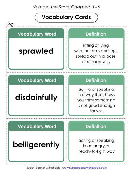 Chapters 4–6 - Chapters 4–6 Vocabulary Cards (Printable PDF Worksheet)