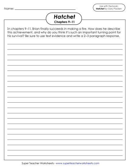 Chapters 9–11 - Chapters 9–11 Writing Prompt: Fire (Printable PDF Worksheet)