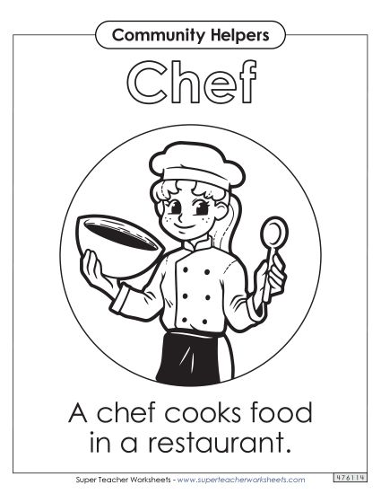 Anchor Chart / Coloring Pages - Chef (Printable PDF Worksheet)