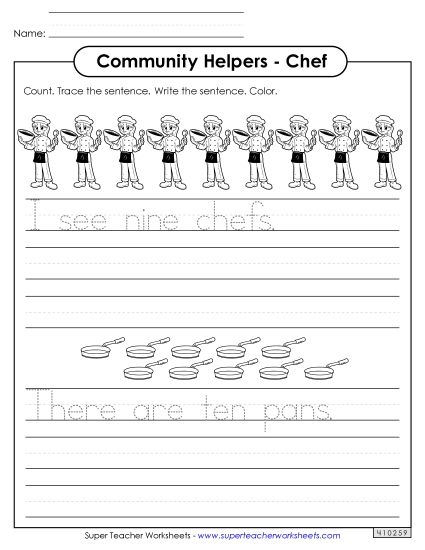 Trace & Write - Chef (Trace & Write) (Printable PDF Worksheet)
