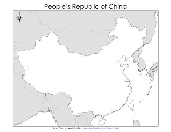 China - China Map (Blank #2) (Printable PDF Worksheet)