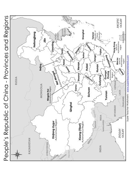 Maps - China Map (Provinces #1) (Printable PDF Worksheet)