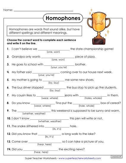 Mixed Homophones - Choose the Homophone #2 (Printable PDF Worksheet)