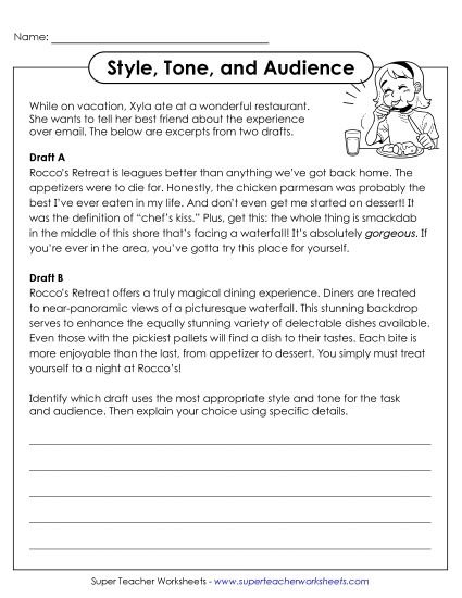 Formal vs. Informal Writing - Choosing Appropriate Style and Tone (Informal) (Printable PDF Worksheet)