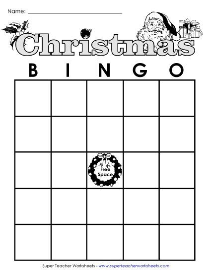Whole Class Christmas Games - Christmas Bingo (Printable PDF Worksheet)