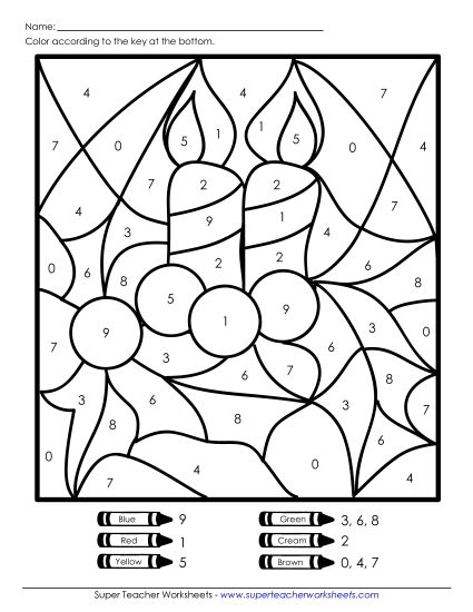 Holiday and Seasonal - Christmas Candle (Printable PDF Worksheet)