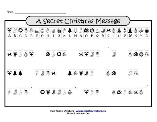 Christmas Word Puzzles - Christmas Crypto-Code Puzzle (Printable PDF Worksheet)