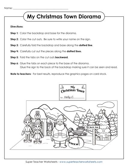 Holidays - Christmas Diorama (Printable PDF Worksheet)