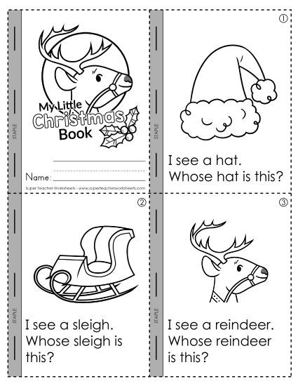 Cut-and-Glue Activities (Very Basic) - Christmas Mini-Book (Basic) (Printable PDF Worksheet)