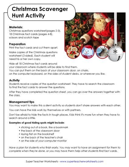 Holidays - Christmas Scavenger Hunt  (Printable PDF Worksheet)
