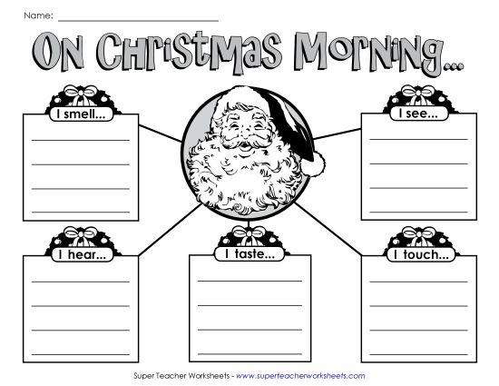 Holiday & Season Graphic Organizers - Christmas Senses (Printable PDF Worksheet)