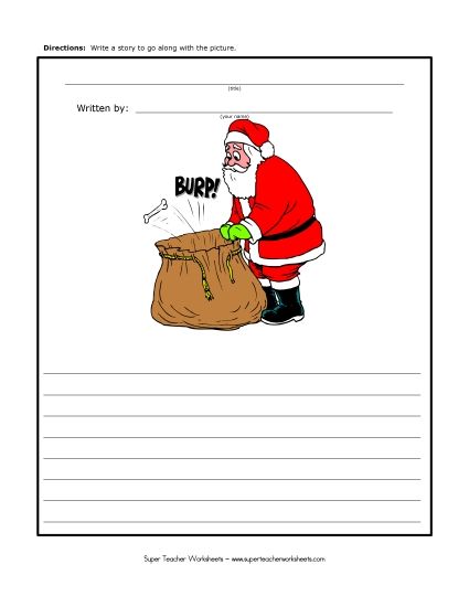 Holiday Story Pictures - Christmas - Surprise in Santa's Bag (Printable PDF Worksheet)