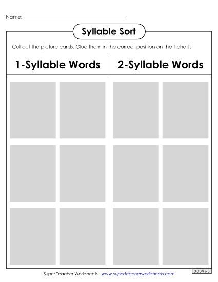Cut-and-Glue Activities (Very Basic) - Christmas Syllable Sort (Printable PDF Worksheet)