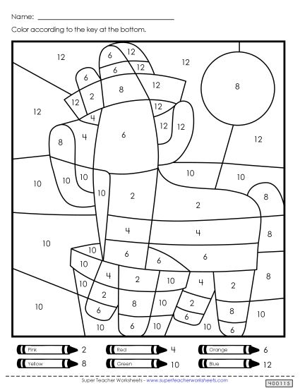 Worksheets - Cinco de Mayo Color-by-Number (Printable PDF Worksheet)