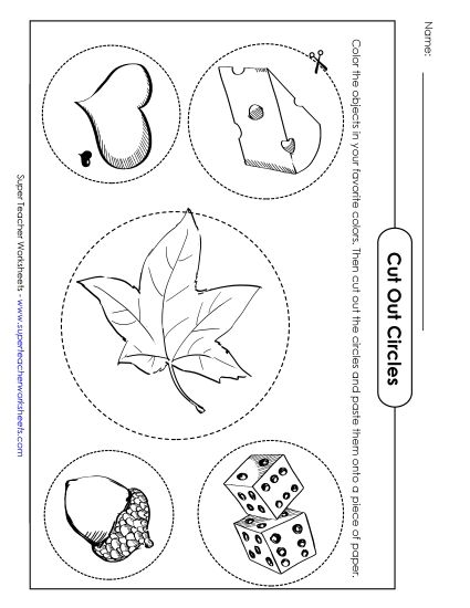 Cutting Circles - Circle Pictures (Printable PDF Worksheet)