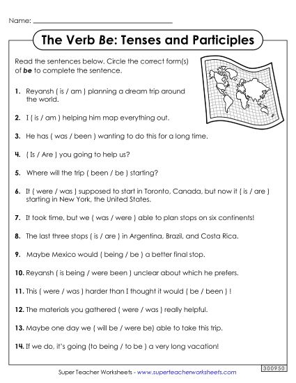 All Tenses & Participles - Circle the Word (All Tenses and Participles) (Printable PDF Worksheet)