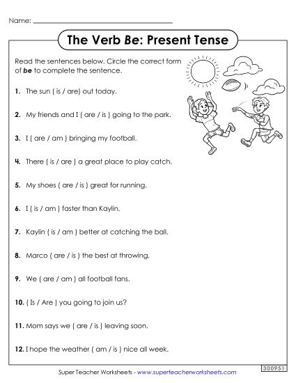 Present Tense - Circle the Word (Present Tense) (Printable PDF Worksheet)