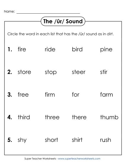 Worksheets - Circle the Word: /ûr/ Spelled <i>ir</i> (Printable PDF Worksheet)