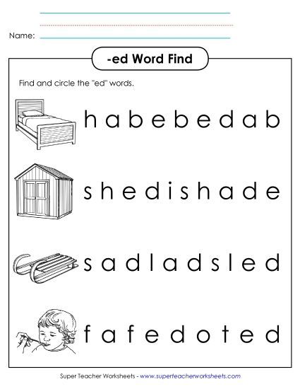Worksheets - Circle the Words (-ed) (Printable PDF Worksheet)