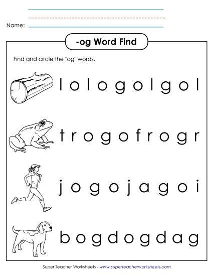 Worksheets - Circle the Words (-og) (Printable PDF Worksheet)