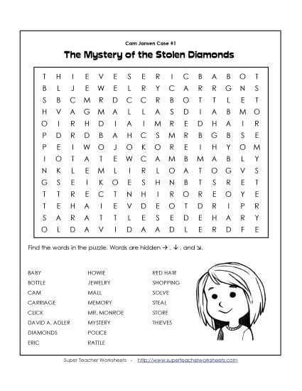 Whole Book - C.J. Diamonds: Word Search (Printable PDF Worksheet)