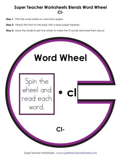 Consonant Blends - Cl -&nbsp; Word Wheel (Printable PDF Worksheet)