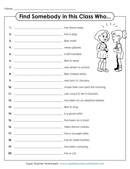 Back-to-School Activities - Classroom Friends Game (Printable PDF Worksheet)