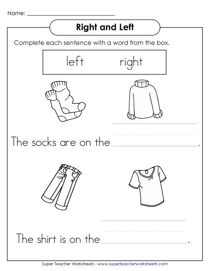 Right or Left? - Clothes: Left and Right (Printable PDF Worksheet)