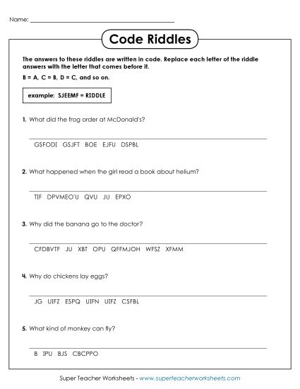Word Challenges - Code Riddles (Medium) (Printable PDF Worksheet)