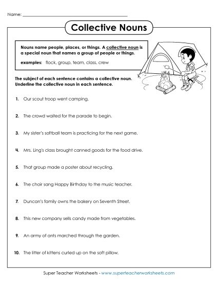 Collective Nouns - Collective Noun Sentences (Printable PDF Worksheet)