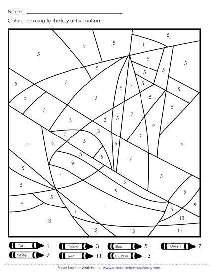 Year-Round - Color-by-Number - Boat or Plane (Printable PDF Worksheet)
