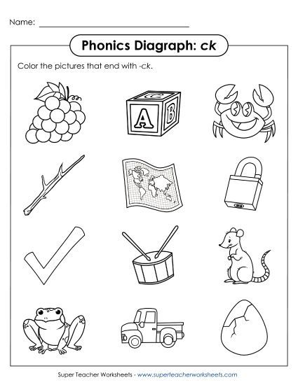 Worksheets - Color /ck/ Pictures (Printable PDF Worksheet)