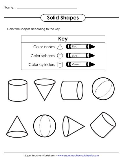 All Solids - Color Solid Shapes (Printable PDF Worksheet)