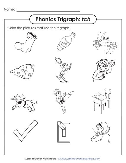 Worksheets - Color TCH Pictures (Printable PDF Worksheet)