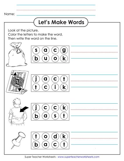 Worksheets - Color the Letters & Write (-ack) (Printable PDF Worksheet)