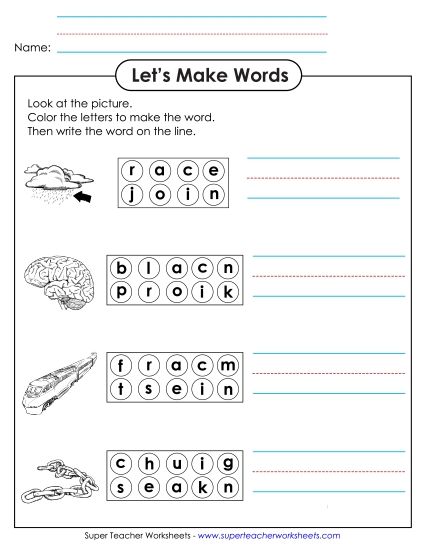 Worksheets - Color the Letters & Write (-ain) (Printable PDF Worksheet)