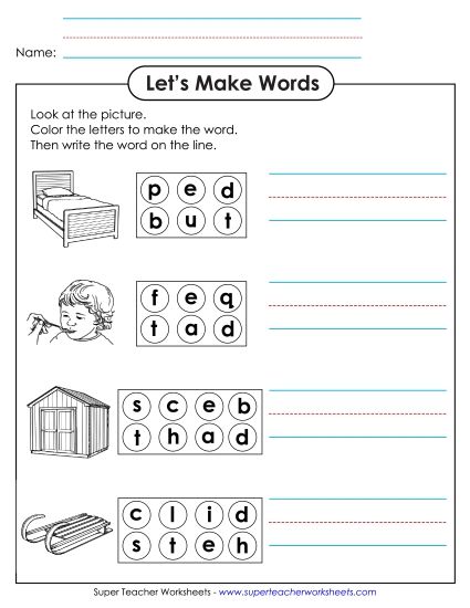 Worksheets - Color the Letters & Write (-ed) (Printable PDF Worksheet)