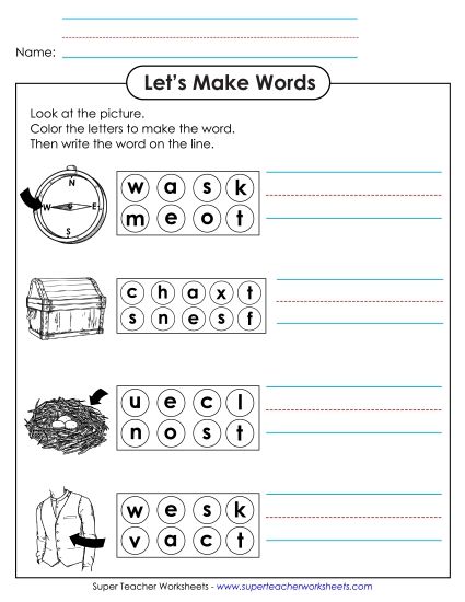 Worksheets - Color the Letters & Write (-est) (Printable PDF Worksheet)