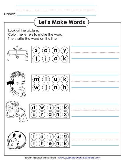 Worksheets - Color the Letters & Write (-ink) (Printable PDF Worksheet)