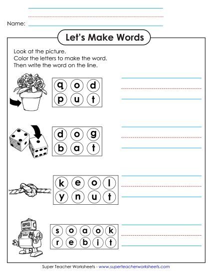 Worksheets - Color the Letters & Write (-ot) (Printable PDF Worksheet)
