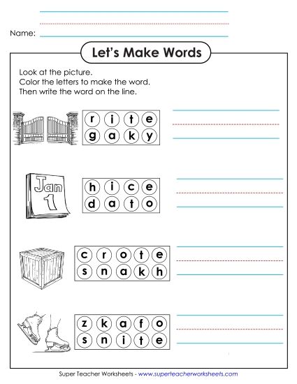 Worksheets - Color the Letters & Write (Printable PDF Worksheet)