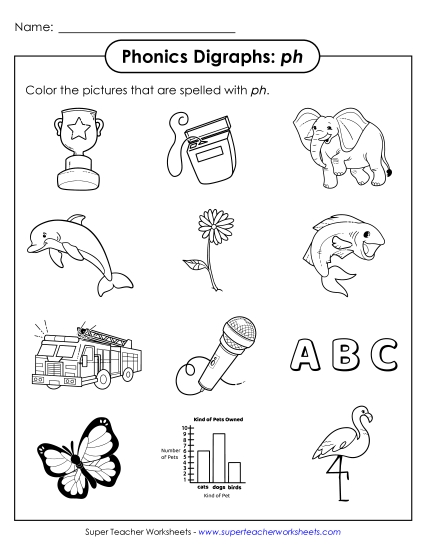 Worksheets  - Color the Pictures with a PH (Printable PDF Worksheet)