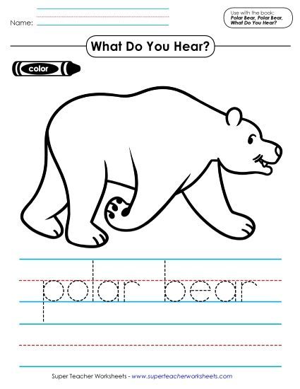 Worksheets - Color, Trace, & Write: Animal Words (Printable PDF Worksheet)