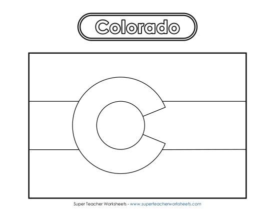 Flags & Seals - Colorado Flag Coloring Page (Printable PDF Worksheet)