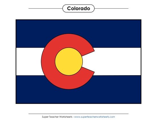 Flags & Seals - Colorado State Flag (Full-Color Version) (Printable PDF Worksheet)