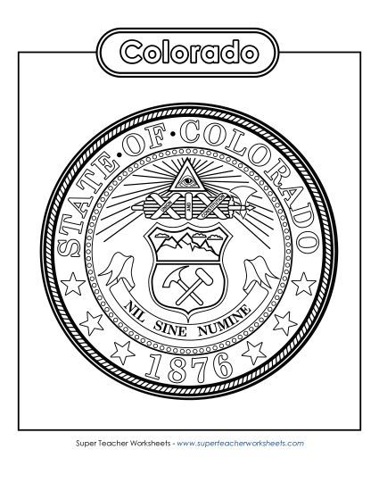 Flags & Seals - Colorado State Seal (Black & White) (Printable PDF Worksheet)