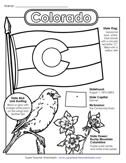 Symbols - Colorado Symbols Coloring Page (Printable PDF Worksheet)