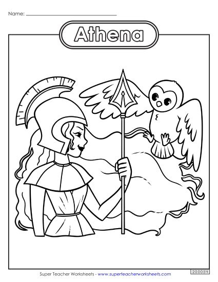 Coloring Pages - Coloring Page: Athena (Printable PDF Worksheet)