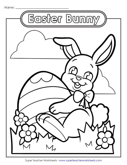 Basic Pictures (For Younger Kids) - Coloring Page: Bunny and Egg (Printable PDF Worksheet)