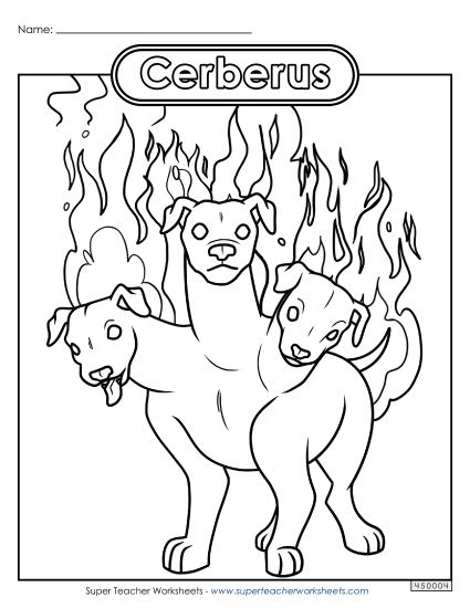 Coloring Pages - Coloring Page: Cerberus (Printable PDF Worksheet)